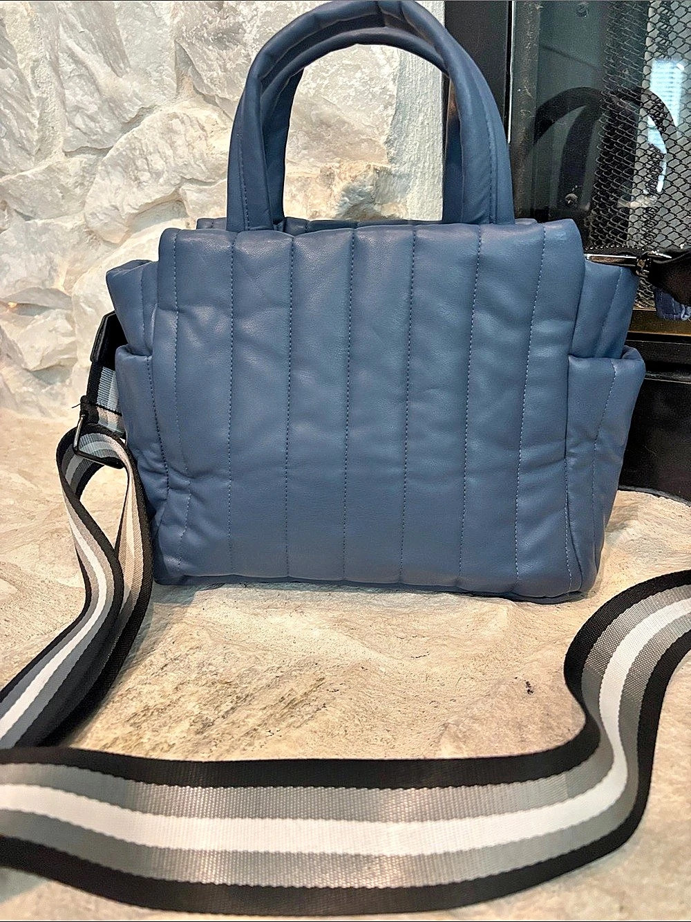 ROYLN LUXE Quilted Tote in Blue